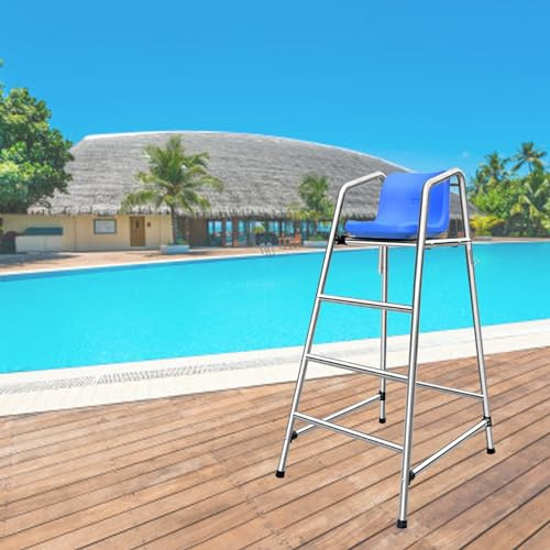 RiouPsithuric Tall Lifeguard Chairs,3.9 4.9 5.9ft High Chair for Coaches Referees, Water Park Chairs with Comfortable Seat/Hook/Sunshade Hole, Poolside Pavilion Barstool Loads 300kg/660lbs (Siz