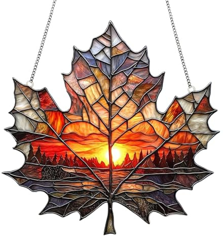 Sonnenfänger Herbst Ahornblatt, Acryl Ahornblatt Suncatcher, 2D Fensterbild AhornblattS Lichtfänger Anhänger,Für Geburtstag Weihnachten Wohnung Alltag Zimmer Studentenbüro Schule Büros