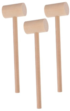 DEARMAMY 3pcs Wooden Crab Mallets Mini Seafood Hammers Wood Kitchen Meat Tenderizer Hammer Tool for Shell Cracking and Cooking