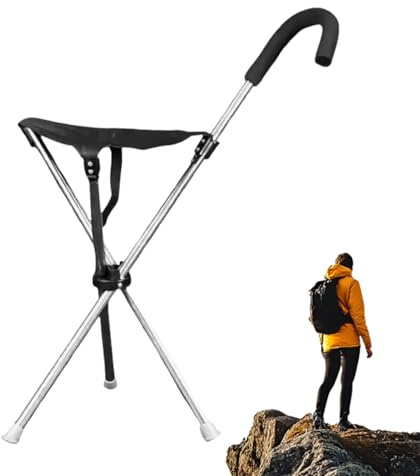 Cane With Seat - Adjustable Lightweight Anti-Slip Walking Stick, Foldable Cane Chair For Adults | Portable Travel Hiking Sitting Aid For Men Women Seniors Outdoor Park Trail Urban Use