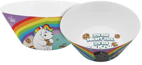 Cereal Bowl Pummel Unicorn Fluffy 390 ml Bowl, Ceramic Bowl, Breakfast, Dessert, Muesli, Multicoloured, Gift, Birthday, Rainbow, Microwave & Dishwasher Safe
