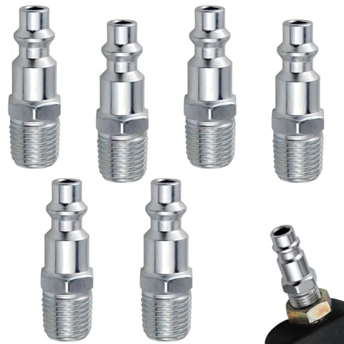 Amer Lot de 6 raccords rapides pour air comprimé 1/4 NPT Raccord rapide pour air comprimé Raccord rapide avec filetage pour systèmes d'air