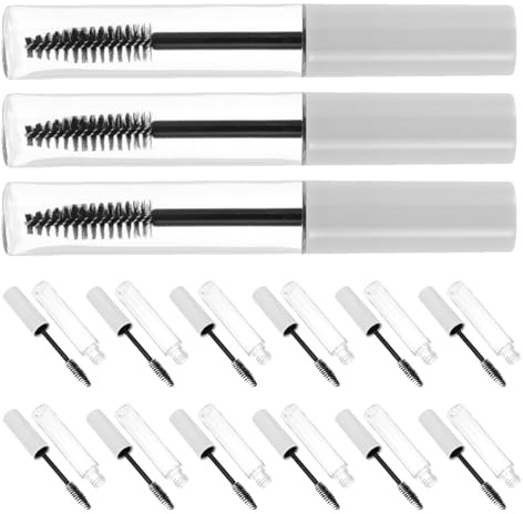 SEWACC 15 Stück Kleiner Mascara Tube 10 Ml Transparent Rund mit Wimpernbürstchen Auslaufsicher Nachfüllflasche für Wimpernöl Selbstgemacht Wimpernprobe Unterwegs