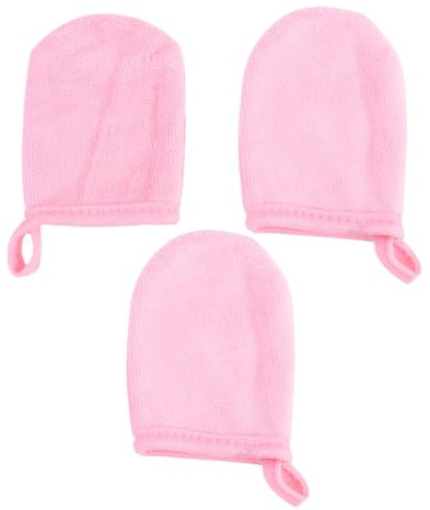 DECORNIJIA 3pcs Facial Cleansing Gloves Makeup Removal Cleaning Pads Thickened Powder Puff Gloves for Exfoliating Skin Use in Shower
