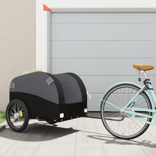 Generico Rimorchio da Bici Nero 45 kg in Ferro,Rimorchi per Bicicletta
