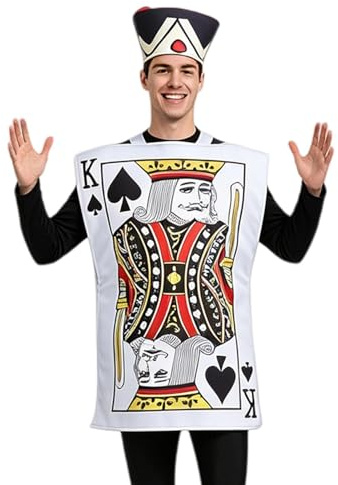 Generisch Kartenkostüm,Lustiges Spielkarten-Kostüm mit geteilten Schulterträgern - Karneval Cosplay Kostüm Outfit Verkleidung | für Party Maskerade Rollenspiel Karneval, Fasching und Maskenball
