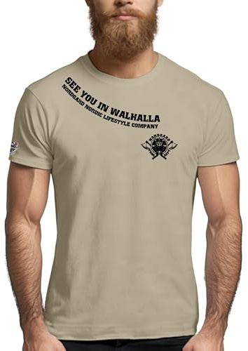 NORDGARD Viking T-Shirt Odins Wölfe in Sand I Größe XXXL I Herren Tshirt aus 100% Baumwolle I Wikinger T-Shirt I Shirt nordische Mythologie I Ideal für Freizeit & Sport I Oeko-TEX Zertifiziert
