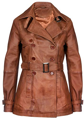 Infinity Leather Damen 3/4 Bräunen Damen Lamm Nappa Leder Regenmante