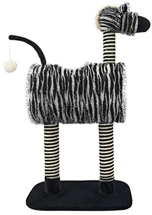 RONGJJ Pferd Gestalten Kratzbaum, Kletterbaum Katzenbaum Kratzbäume Katzenmöbel Sisal, Kuschel Tunnel Höhlen 1 Plüschball Spielzeuge 49 * 37 * 90 cm, Black White