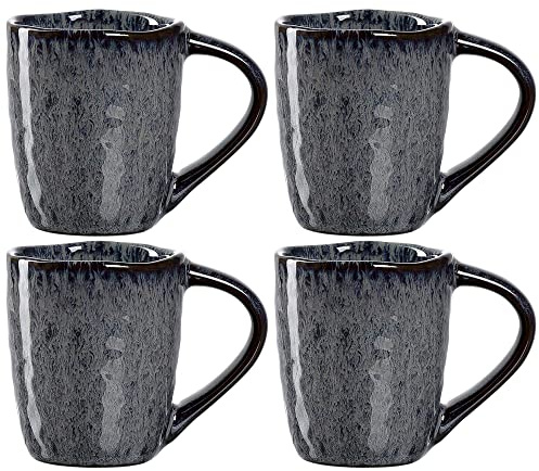 Leonardo Matera Espressotassen 4er Set, Mokka-Becher aus Steingut, spülmaschinengeeignete Espresso-Gläser, Keramik-Tassen, grau, 90 ml, 018594