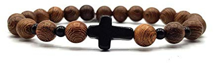 KARDINAL WEIST Kruzifix - Kreuz Holzperlen Armband, Schmuck für Damen und Herren, GLAUBE LIEBE HOFFNUNG - №1