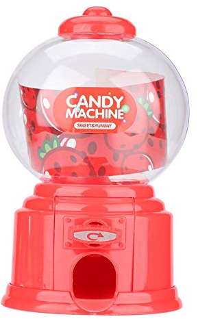 Machine à gommes en plastique, machine à bonbons pour enfants Portable distributeur de gomme à bulles rouge nouveauté amusante faveur de fête d'anniversaire pour garçons filles(rouge)