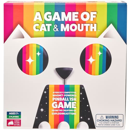 Exploding Kittens - A Game of Cat & Mouth – Fling, Score, and Win! – 2 Player Mini Arcade Game - Pinball Like Toy - Great