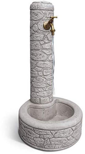 Kam Arnoto Fontaine de jardin d'extérieur en béton pierre Blanc vieilli