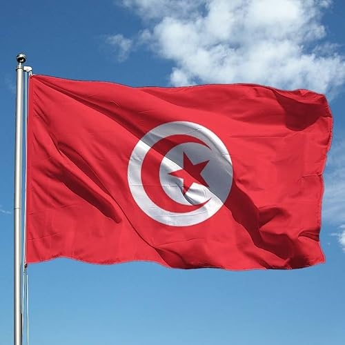 Bandiera TUNISIA 90x150 cm in poliestere, con doppia piega perimetrale ed asola.