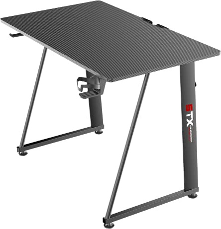 ZStyle Tavolo scrivania da Gaming Desk Postazione Computer Carbonio porta Cuffie Portabicchiere Laptop da Gioco Gestione Cavi Ergonomica Gamer (S)