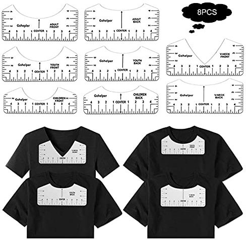 T-shirt Zentrierung Ausrichtung Werkzeug Pvc 8 Stücke T-shirt Lineal Guide T-shirt Guide Ruler T-shirt Platzierung Führung Lineal Vinyl Für Erwachsene Jugend Kleinkind Stoff Schneiden（weiß）