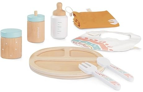 Miniland 94060 Fütterset aus Holz für Puppen