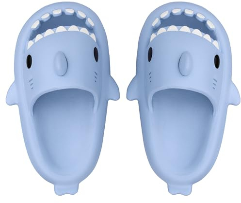 Strandflikar för Flicka Pojke Haj Duschskor Halkfria Tiger Pool Skor Sandaler Ljus Sommar Shark Slippers, 2 Ljusblå haj, 29/30 EU