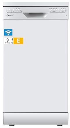 Midea SF 3.45NW PRO - Lavavajillas independiente e empotrada, 9 niveles de medida, WiFi, 5 programas de lavado, 47 dB, tiempo de inicio 3/6/9h, color blanco