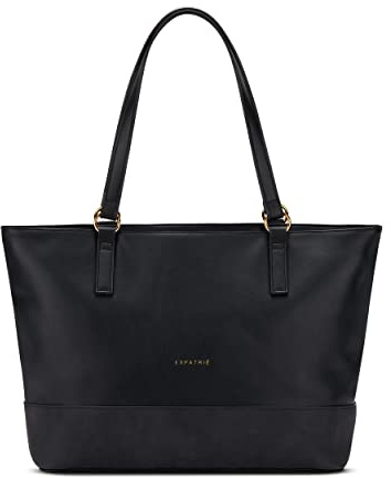 Expatrié Handtasche Damen Groß Schwarz - Nicole - Shopper Bag für Büro, Einkauf & Schule - Elegante Schultertasche aus Kunstleder - Laptopfach - Wasserabweisend