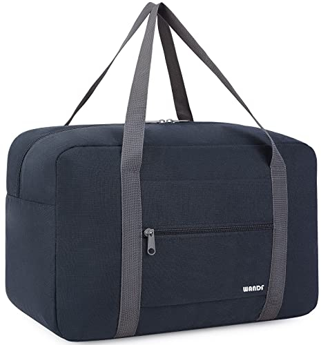 Ryanair Handgepäck 40x20x25cm Handgepäck Tasche für Flugzeug Reisetasche Klein Faltbare Sporttasche Weekender Handgepäck Koffer für Herren und Damen von WANDF (Dunkelblau 20L)