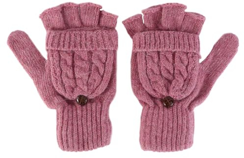 GALPADA Fingerlose Fäustlinge Damen Stricken Fingerlose Handschuhe Fingerlose Handschuhe mit Fäustlinge Abdeckung Damen Handschuhe Wolle Gestrickte Fingerlose Handschuhe