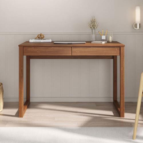 IDIMEX Schreibtisch NOAH mit 2 Schubladen aus Massivholz in Kastanien Farben. Robuste Computertische, möbel für arbeitszimmer, Arbeitstisch mit Stauraum, büromöbel
