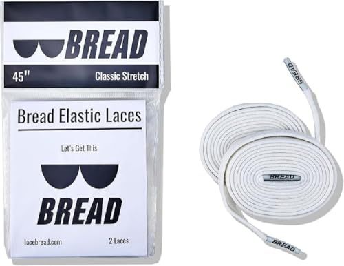 Bread Elastic Shoelaces – Tie Once, Slip On Convenience – Premium Stretch Laces That Look Like Real Shoelaces for Sneakers, Boots, Running Shoes, and Everyday Wear, Cloud White, 54