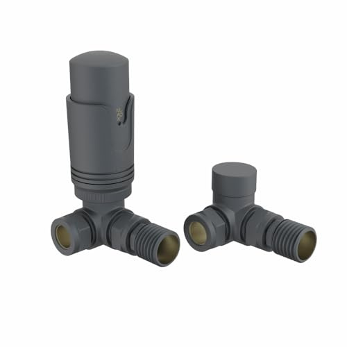 NRG Anthracite Corner Thermostatic Valve with Free Lockshield Valve