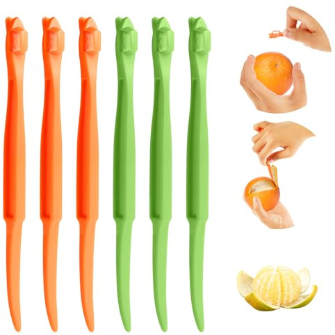 Mabor 6Pcs Orange Peeler Tool Plastic Citrus Lemon Peeler Orange Peeler Stick Fruit Peeling Tool for Grapefruit Orange Cutter Slicer Kitchen Accessories Gadget