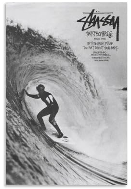 ForGue Stussy Surf Retro-Poster, Ästhetische Wandkunst, Leinwandbild, Drucke für Wohnzimmer, Schlafzimmer Dekoration, 30 x 45 cm, Ungerahmt