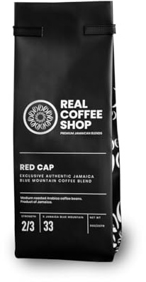 Authentic Jamaican Red Cap Coffee Blend | Medium Roast Pure Jamaica Blue Mountain & Arabica Beans | Exotic Aroma & Rich Flavor