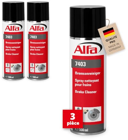 Alfa 3X Bremsenreiniger 500 ml Spray – rückstandsfreier Kraftreiniger | Profi Qualität – Kraftvoller Schnellentfetter entfernt Öl, Fett und Harze rückstandsfrei für Wartung, Reparatur und Montage