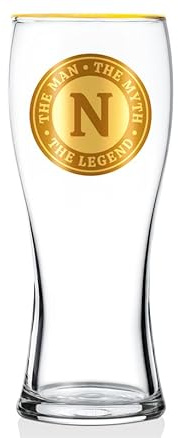 Onebttl Personalised Beer Glass for Men, Funny Custom Alcohol Gifts for Beer Lovers, Unique Christmas Birthday Gifts for Him, The Man The Myth The Legend, N