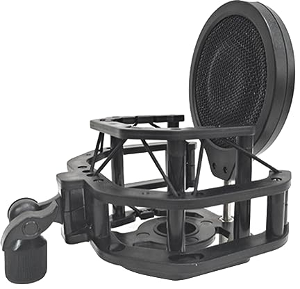 Socueny 1 PCS Professioneller Mikrofon-Stoßdämpferhalter mit Filtersieb Aus Schwarzem Kunststoff + Metall für Kondensatormikrofon