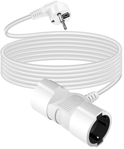 Doppelstecker für Steckdose, 3m Verlängerungskabel mit 2 schuko steckdosen, Mehrfachsteckdose 2 Fach Steckdose, doppel-verlängerung mit 2 schutzkontakt buchsen 2-Fach outdoor verteiler Max 3500W, Weiß