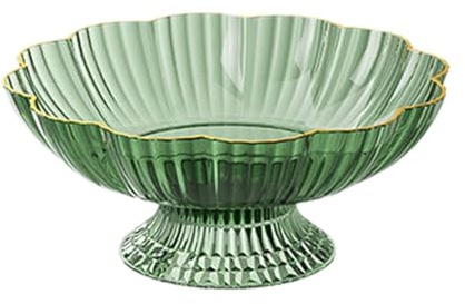 LOVIVER Fruit Bowl with Draining Holes Decorative Bowl Multifunctional Fruit Basket Holder for Kitchen Counter Office Home Decor, Green