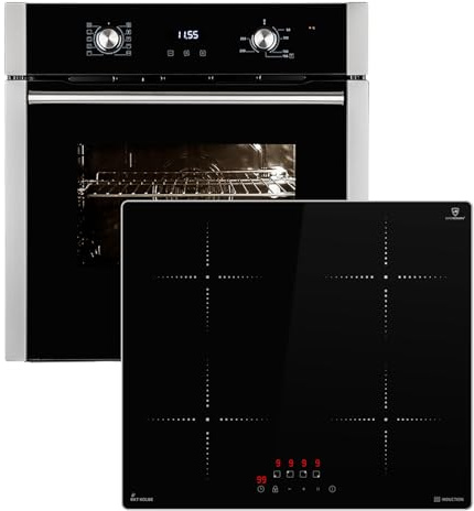 KKT KOLBE Autarkes Herdset | 60cm Einbaubackofen EB8005ED | 59cm Induktionskochfeld IH85900ED | Pizzafunktion | Grill | Umluft | Heißluft | Automatik-Timer | Wärmeschutzverglasung | SET8005IH859ED
