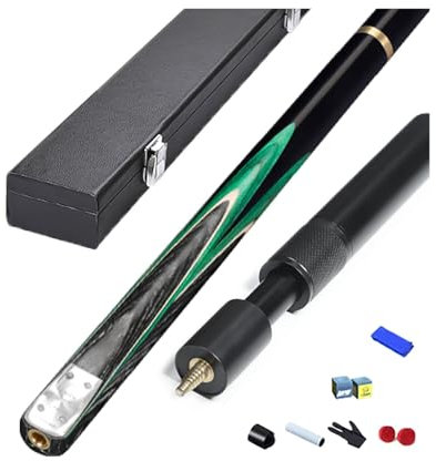 PIOKUHB Billard Queue Erwachsener mit Koffer 3/4 Billard-Queue Kleiner Kopf Snooker-Queue chinesischer schwarzer Acht-Queue handgefertigter Billard-Queue 9,5 mm, fein verarbeitet für Profis 240529(Co