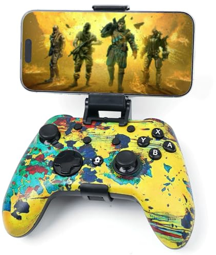 WZUICOV Manette de jeu sans fil pour téléphone, tablette, PC, Mac, TV Box, Tesla, Switch | Bluetooth/2.4G/filaire 3 modes avec adaptateur USB-C, récepteur USB-A et clip pour téléphone
