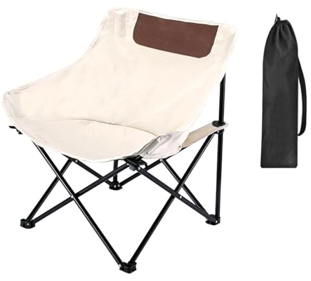 TLTDSMYF Klappbarer Campingstuhl, Outdoor Moon Chair, Leichter Klappstuhl, Strandstuhl zum Angeln, Grillen, Sportveranstaltungen, Wandern, Schwarz