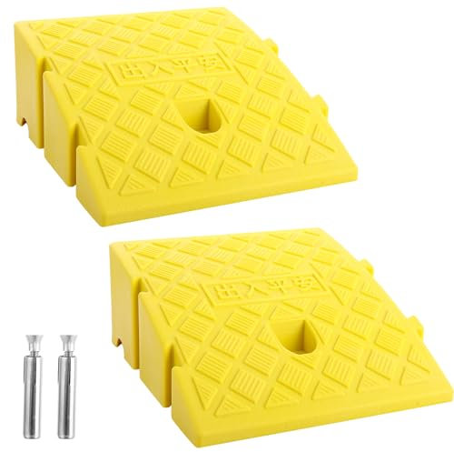YOUNTHYE 2Pcs Kerb Ramps, Curb Ramp 11cm High Portable Threshold Ramps, Lightweight Kerb Driveway Ramp for Wheelchairs, Scooter, Sidewalk, Car, 25x27x11cm