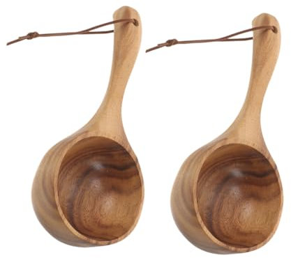 Louche À Eau Combinée En Acier Inoxydable Et Bois Pour Bain Et Sauna