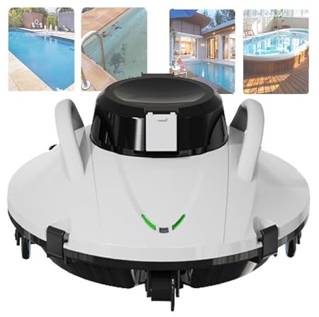 Automatic Robotic Pool Vacuum Cleaner, Cleaning Area 1000 Square Feet, Running Time 180 Minutes, Supports 0.5-2.5 Meters Water Depth, 25° Climbable, for Above-Ground and Underground Pools