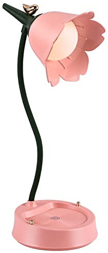 LED Flower Desk Lamp, USB Rechargeable Eye Protection Night Light Dormitory Lighting Reading Lamp, Touch Dimmable Reading Table lamp Adjustable Gooseneck Night Light for College Dorm Bedroom(Pink)