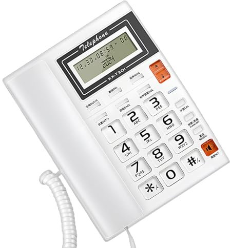 Fhkpsqkcn Telefono fisso Corded Desktop Large Telefono con display chiamante Reception Home Office Telefono