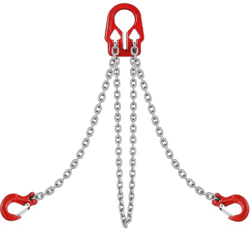 Heavy Duty Lifting Chains with Adjustable Hooks, 3/8 Inch x 10 Ft, Maximum Load 7500lbs, Dual Leg Chain Slings for Industrial Engine Hoist(Enhanced Model)