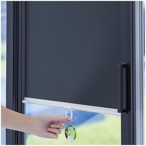 DECAKE Rollos mit Saugnapf, Verdunkelungsrollos, Fensterrollos, Thermovorhänge für Zuhause, einziehbare Sonnenschutzrollos für den Balkon,Schwarz-65x180cm/26 * 71in