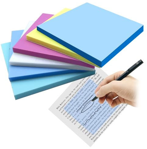 MUWINC Transparente Haftnotizen Set, 5 Farben, 75x75mm, 300 Sticky | Wasserdicht, Für Buchmarkierungen & Büro